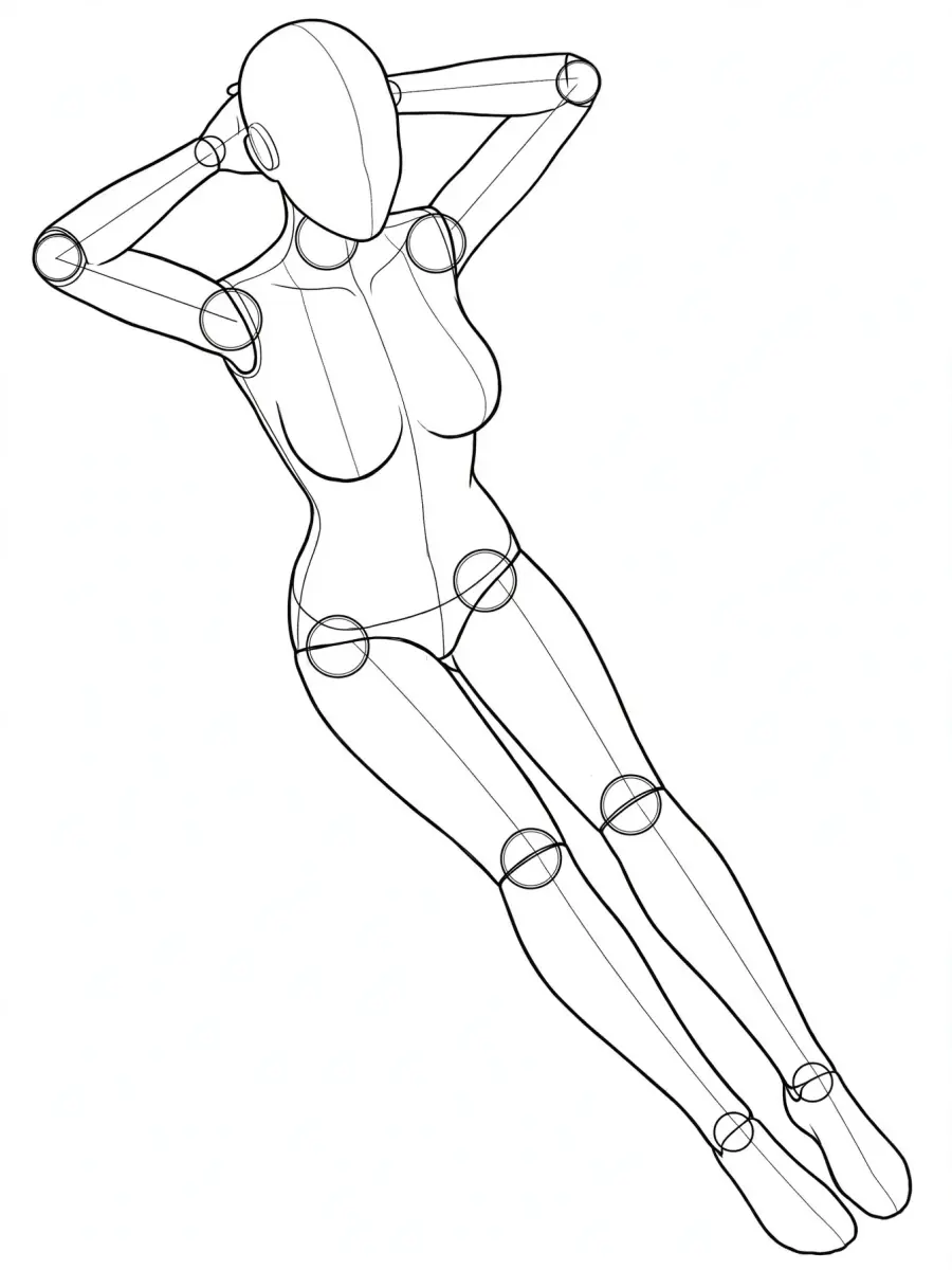 P011 両手頭の後ろ・胸反り · 上から