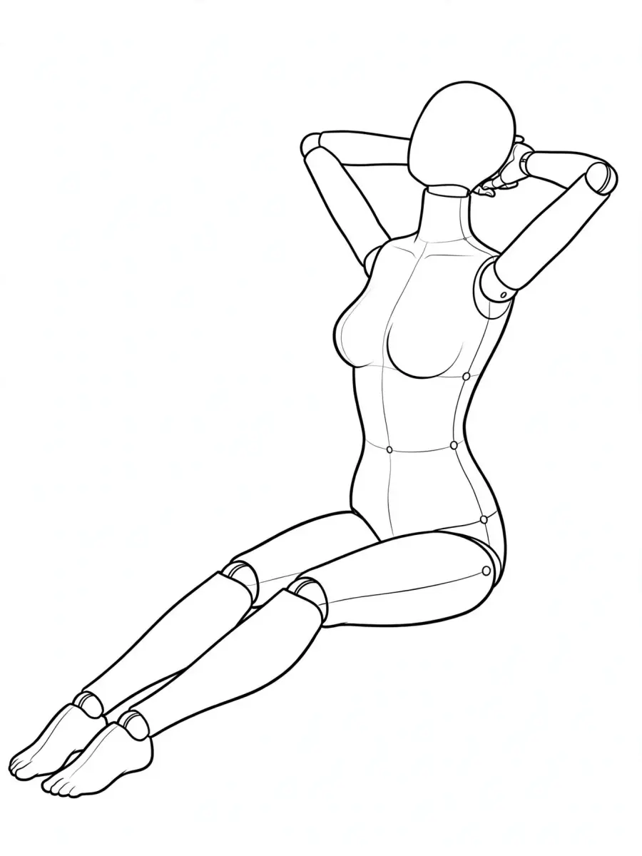 P011 両手頭の後ろ・胸反り · 斜め
