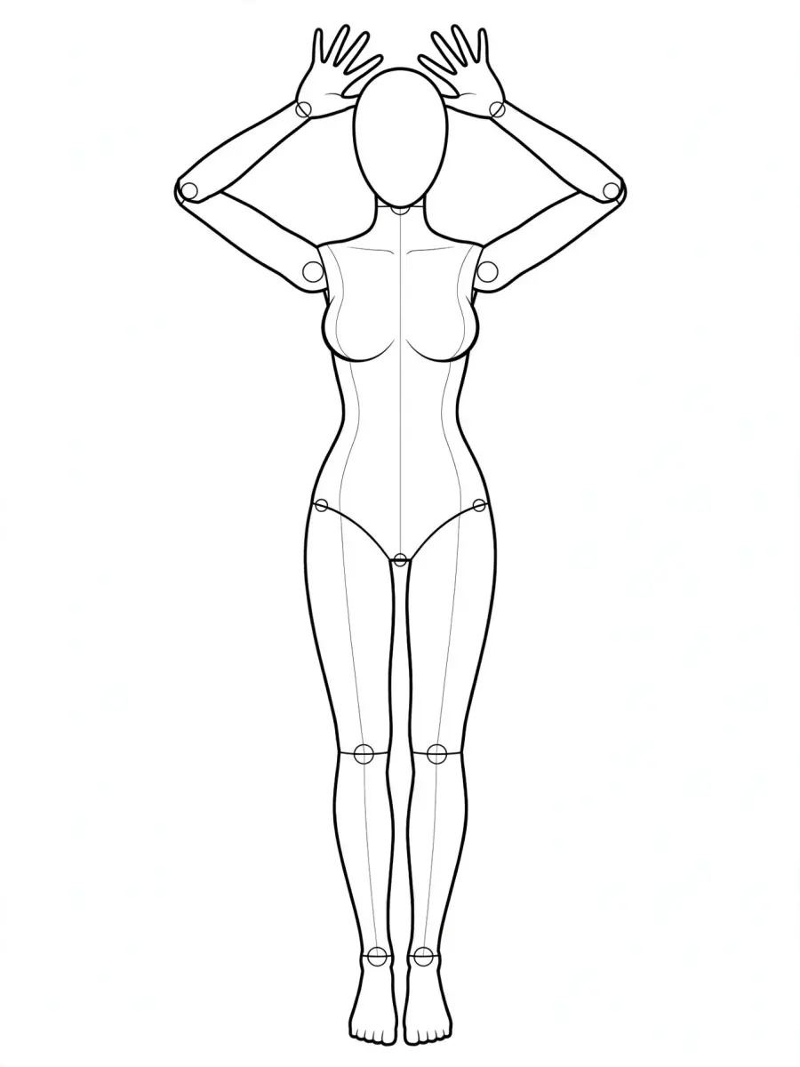 P016 서서 양손으로 머리카락 쓸어올리기 · 정면