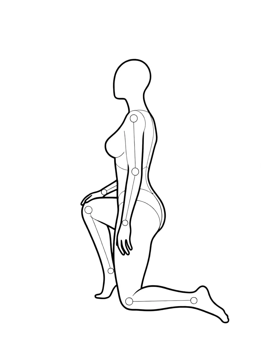 P037 Half-kneeling, looking up · Side