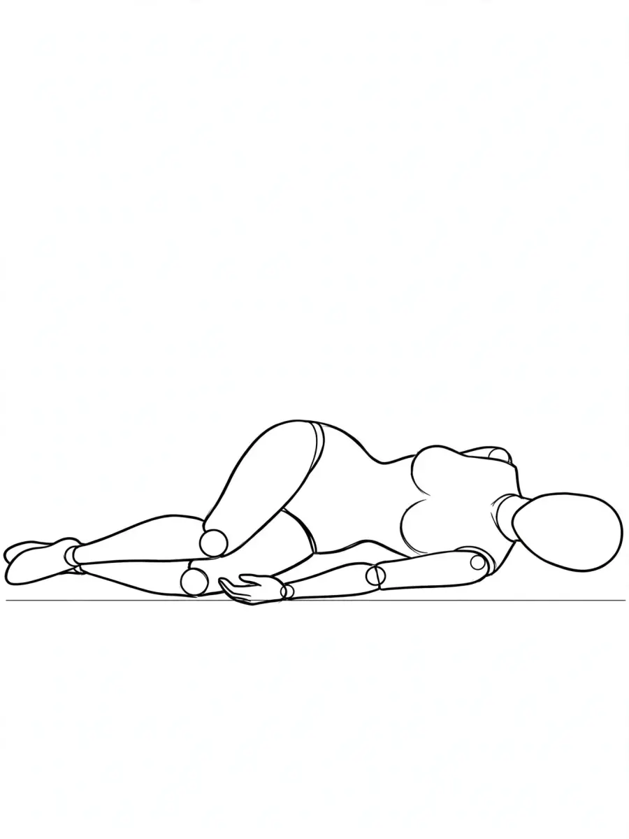 P053 Lying on side, waist curved · 3/4