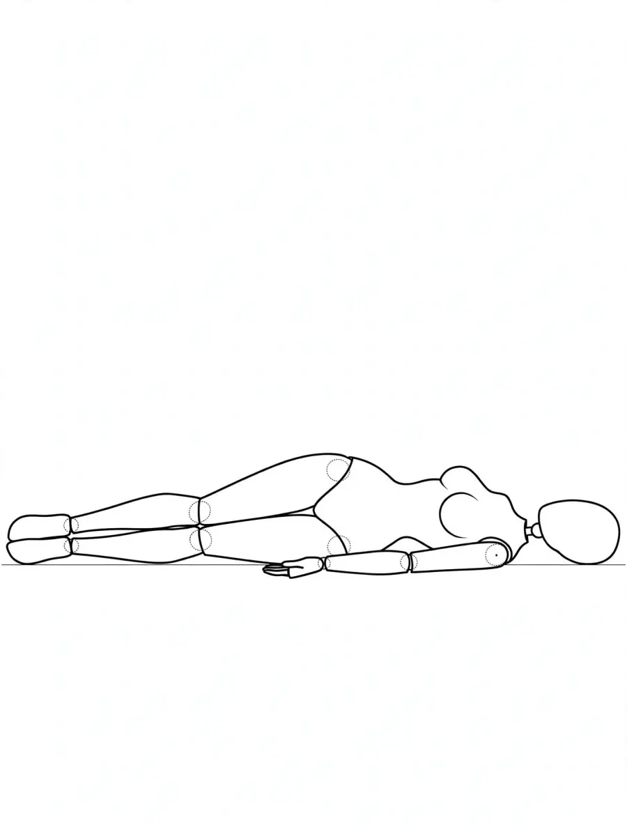 P053 Lying on side, waist curved · Side