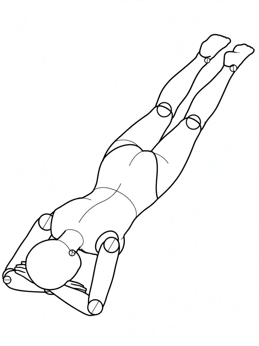 P056 Lying face down, head on folded arms · Above