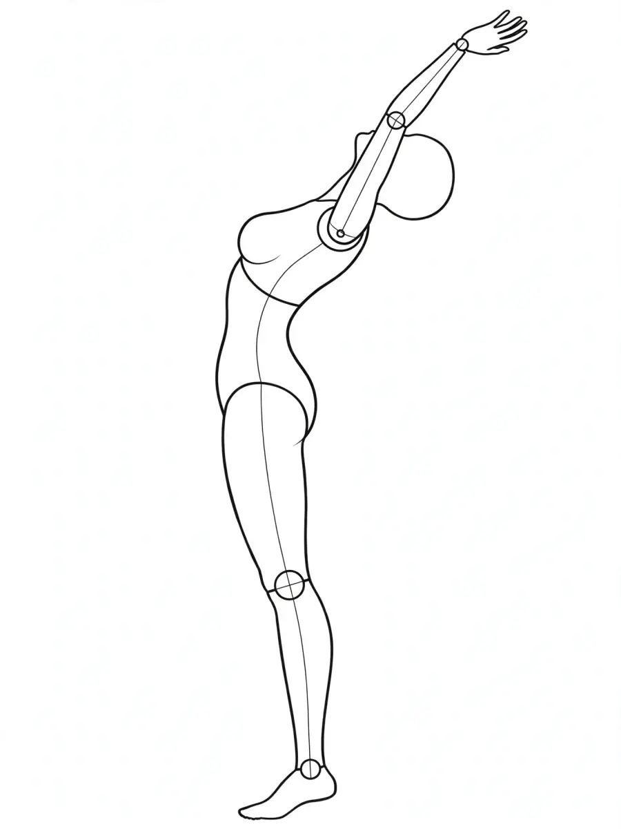 P072 Arched back, both arms raised · Side
